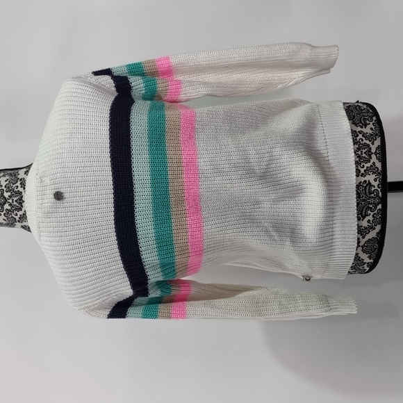 Ghanda, girls knit jumper, cream with colourful stripes, size 9-10 - Picture 6 of 9